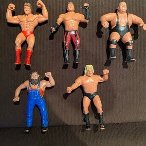 Lot of 5 LJN WWE/WWF Rubber Figures